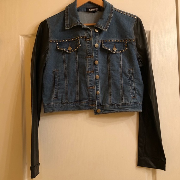 Forever21 Premium Denim Jacket w/ Pleather Sleeves - Picture 2 of 8